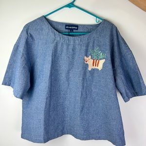 Princess Highway NWT “Adorable Plants” Embroidered Top